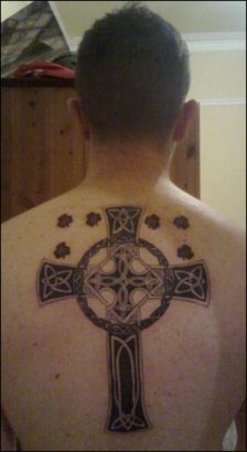 Celtic Cross And Clover Tattoo